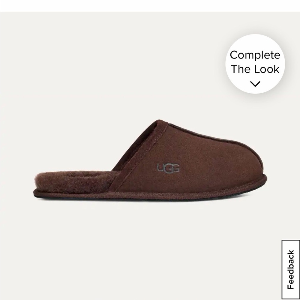 UGG Scuff Chocolate and Cream Fleece Slippers
